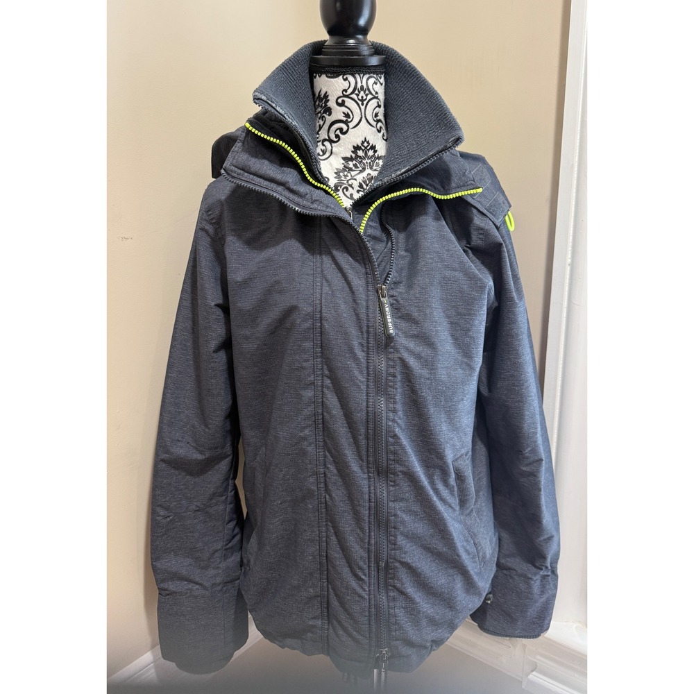 Superdry Original Windcheater Jacket Grey Neon Yellow Womens Small Hooded Coat